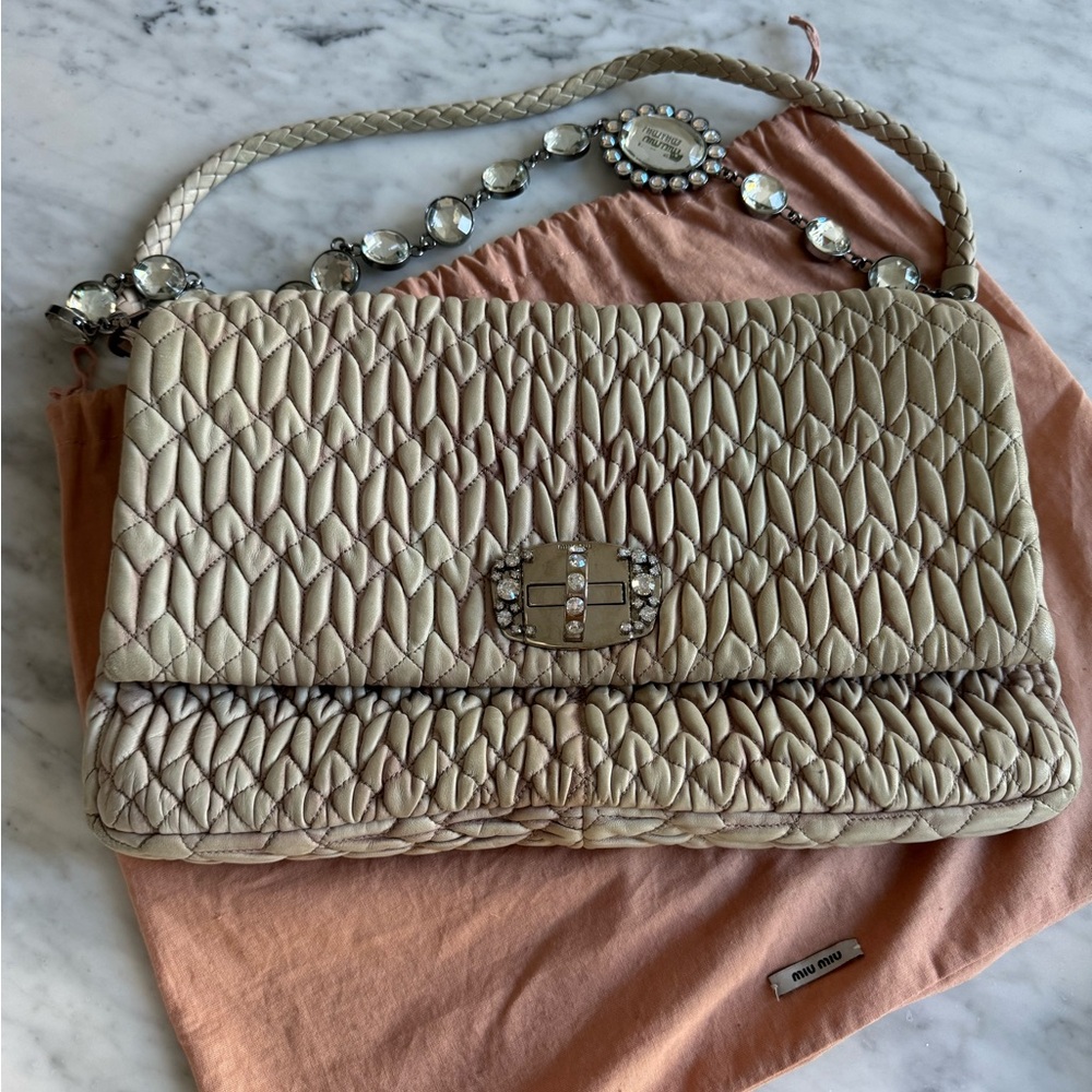 Miu Miu Matelassé Crystal shoulder bag